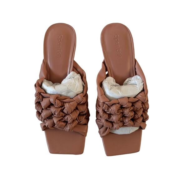 Open Edit Women’s Quinn Pink Dawn Knotted Straps Flared Heel Sandals Size 5.5 - Picture 2 of 7